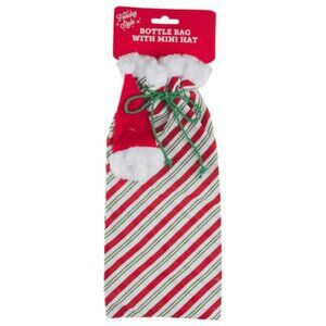 Christmas Fabric Wine Bottle Gift Bag with Santa Hat Cover – Holiday Gift Wrap